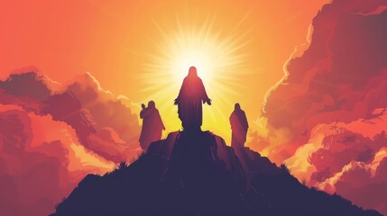 Wall Mural - Silhouette of the transfiguration of Jesus on the mountain