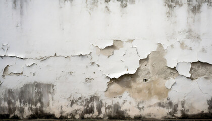 Wall Mural - Old grungy wall with white peeling paint.