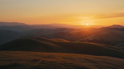Wall Mural - Sunset over rolling hills background