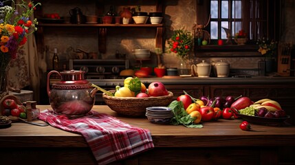 Canvas Print - utensils table kitchen background