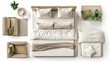© Stock Studio - elegant bed furniture on top view for architecture use. florplan concept