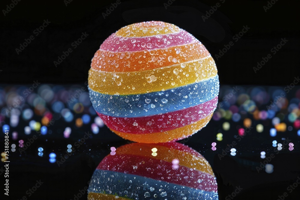 Macro view of a colorful candy, its sugary texture popping against the ...