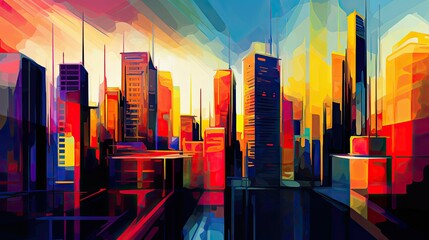 Canvas Print - futuristic abstract city background