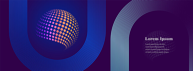 abstract blue color stripe line, geometric orange dot pattern texture background, futuristic technology, scientific concept