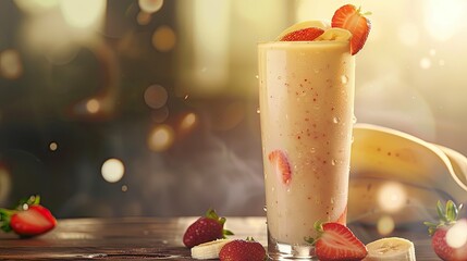 Poster - fruity banana strawberry smoothie