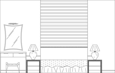 Poster - Vector sketch design illustration of bedroom interior drawing