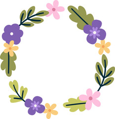 Wall Mural - Floral Wreath Round Frame