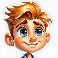 Wall Mural - Golden Glow: Watercolor Portraits of a Cute Boy Character with Gold Hair in Various Outfits.(Generative AI)