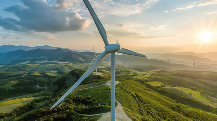 offshore windmill park at sunset, windmill park in Europe, renewable energy, energy transition