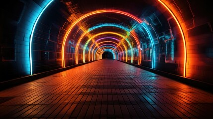 Sticker - lights tunnel neon background