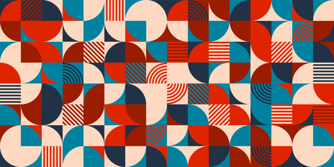 Wall Mural - geometric trendy pattern. modern colorful background with simple elements. retro texture with basic 