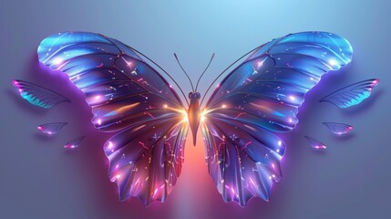 Wall Mural - butterfly on a plain background generative ai