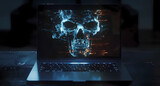 Fototapeta Do akwarium - the laptop of a skull face