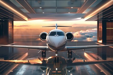 Business jet. Aviation Day. Background with selective focus and copy space