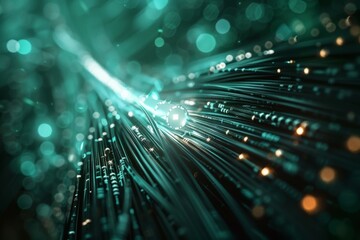 A green and blue image of a wire with a white dot in the middle