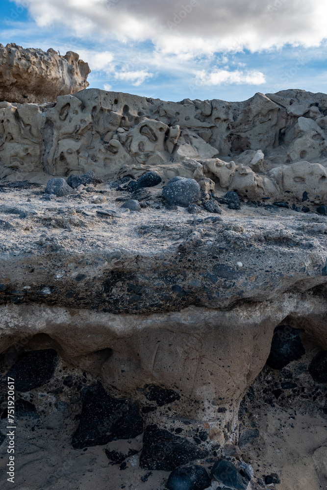 Main Network Rocks Oldest rocks of Canary Islands in cave network in town of Ajuy, north ...