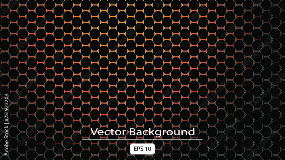 Luxury seamless geometric pattern. Grid hexagonal texture Dark vector ...