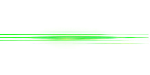 Neon green light  horizontal line, isolated on transparent png.
