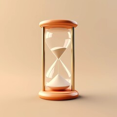 3d illustration of simple hourglass isolated on minimalist background