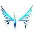 Dwa niebieskie skrzydła na przezroczystym tle. Ilustracja wektorowa dla Twojego projektu