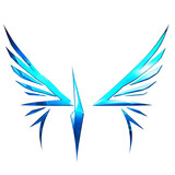 Fototapeta  - Dwa niebieskie skrzydła na przezroczystym tle. Ilustracja wektorowa dla Twojego projektu