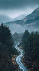 Canvas Print - iPhone wallpaper road through the mountains