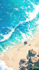 Wall Mural - iPhone wallpaper top view light blue ocean waves
