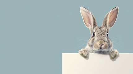 Wall Mural - cute rabbit with board 