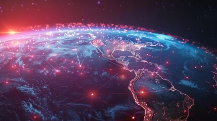 Wall Mural - abstract background with interconnected glowing lines surrounding the globe. generative ai.