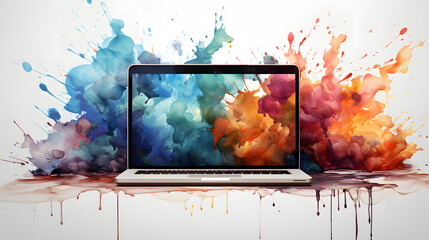 Laptop Desktop Computers watercolor