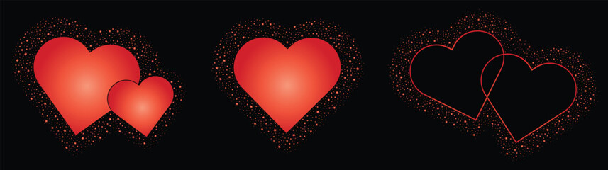 Love heart romance couple valentine with Sparkling glitter Stars Vector clipart icon #1