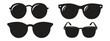 black sunglasses set. Sunglasses icon vector illustration. Black sunglass, men's glasses silhouette