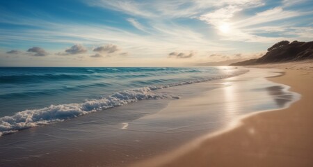 Canvas Print -  Tranquil beach sunset, perfect for relaxation