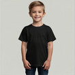 © Johan Wahyudi - boy wearing black tshirt mock up, kids black tshirt mockup front view