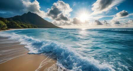 Canvas Print -  Tranquil Beach Sunset - A Paradise Awaits