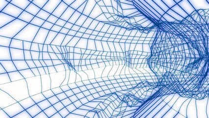 Wall Mural - abstract square grid moving and bending tube. motion. flying inside frame tunnel.