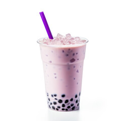 Sticker - Taro iced tea with boba isolated on white