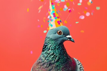 Wall Mural - photo of a pigeon having party