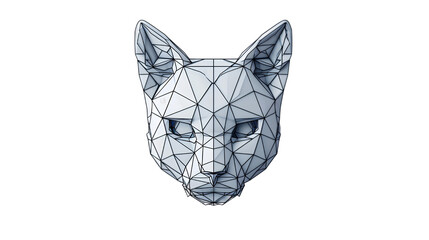 Cat head icon made oflines and facets isometric 3d. isolated on transparent background