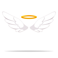 Wall Mural - Angel wings with halo ring vector isolated illustration