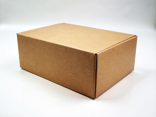 A brown cardboard box on the plain background for mockup