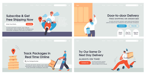  Landing page set with fast delivery advertising