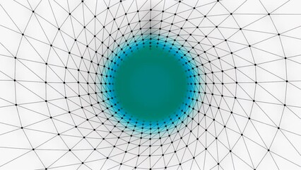Wall Mural - moving tunnel with grid and colored cloud. design. 3d tunnel with grid and dots on white background 