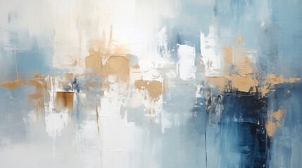 Aufkleber - abstract rough blue white gold art painting texture