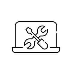 Wall Mural - laptop maintenance, repair, configuration and customized settings. wrench and screwdriver. pixel per