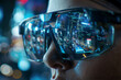 © LeoOrigami - vr head mounted display vr glasses ai technology, future cyberpunk hacking technology, artificial intelligence vr concept,brain-computer interface,BCI