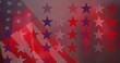 Image of red, white and blue stars with moving red lights, over american flag