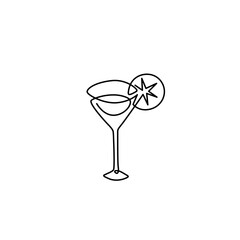 Sticker - Tropical cocktail, emblem or logo design, martini glass, continuous line drawing, neon, tattoo, print for clothes, t-shirt, one single line on a white background, isolated vector illustration.