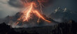 volcano eruption, mountain, lightning, disaster 27