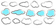 Big set of hand drawn scribble clouds. Collection of abstract contour clouds drawn with brushes in doodles style. Vector. Line art..​